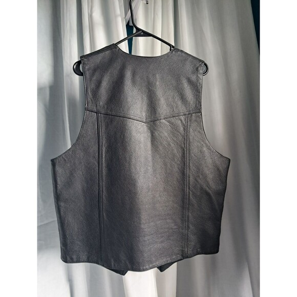 Men's MB ELITE Black Genuine Leather Motorcycle Riding Vest L-XL - Picture 9 of 14